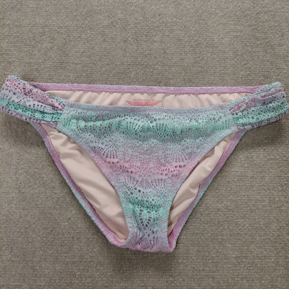 Victoria's Secret Knockout Tye Die Bikini Bottom Ruched Lace Size LARGE‎